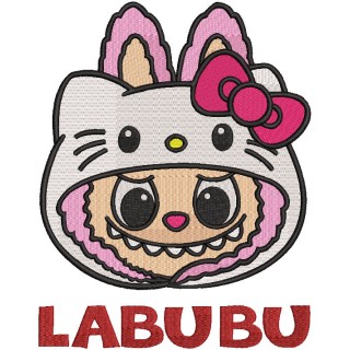 Labubu hello kitty hat embroidery design - Embroidery Design