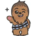 Chewbacca wink embroidery design featuring a playful Chewbacca face, perfect for Star Wars themed projects.