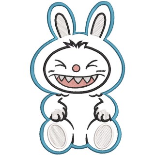 Smiling Labubu applique embroidery design - Embroidery Design