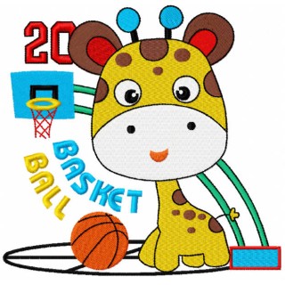 Giraffe basketball embroidery design - Embroidery Design