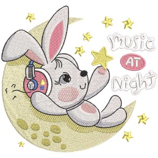 Music at night embroidery design - Embroidery Design
