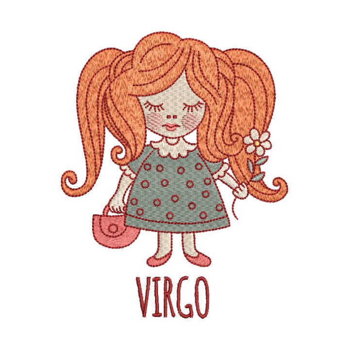 Virgo Zodiac sign embroidery design - Embroidery Design