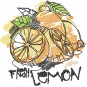 Fresh lemon embroidery design showcasing vibrant citrus motifs, perfect for embellishing towels or tote bags.