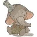 Vintage style elephant embroidery design showcasing intricate stitching patterns for creative projects.