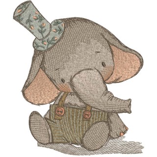 Elephant vintage style embroidery design - Embroidery Design