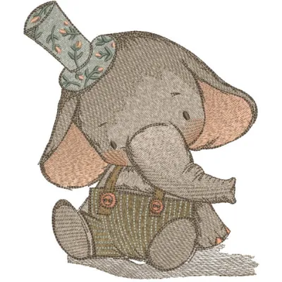 Vintage style elephant embroidery design showcasing intricate stitching patterns for creative projects.