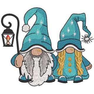 Dwarf family getting ready for Christmas embroidery design - Embroidery Design