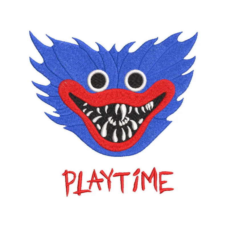 Huggy Wuggy embroidery design showcasing a playful character, perfect for stitching on t-shirts or tote bags.
