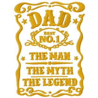 Dad number 1 the man the myth the legend embroidery design - Embroidery Design