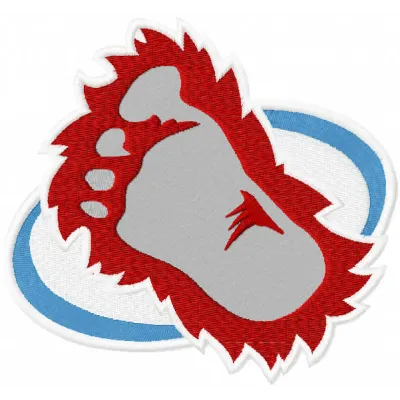 Colorado Avalanche Big Foot logo embroidery design for hockey enthusiasts, showcasing a unique stitched motif.