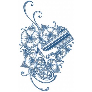 Flower gun sketch embroidery design - Embroidery Design