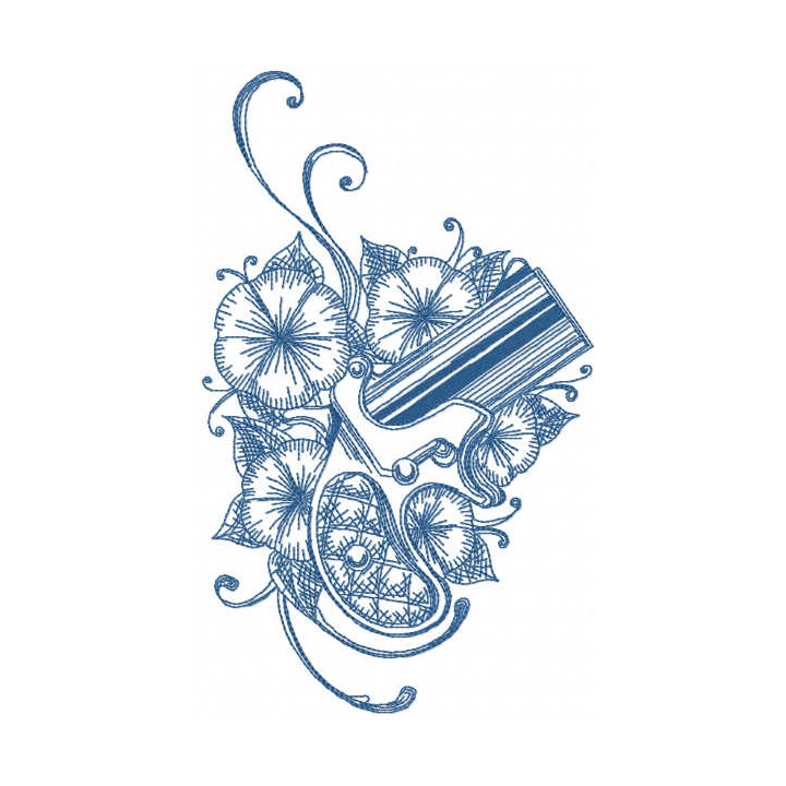 Flower gun sketch embroidery design - Embroidery Design