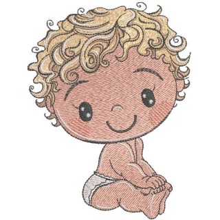Cheerful curly baby embroidery design - Embroidery Design