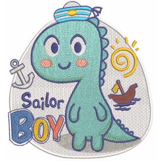 Dino sailor boy embroidery design - Embroidery Design
