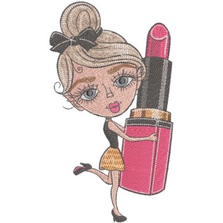Girl with big lipstick embroidery design - Embroidery Design