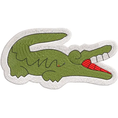 Lacoste croco logo embroidery design showcasing intricate stitching patterns for stylish apparel.