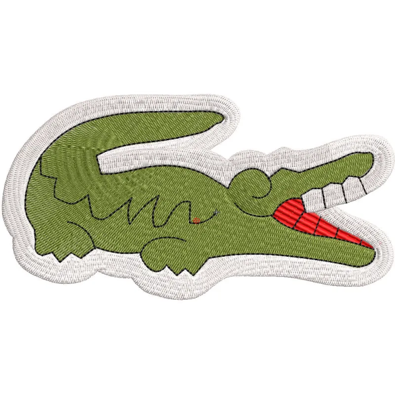 Lacoste croco logo embroidery design showcasing intricate stitching patterns for stylish apparel.