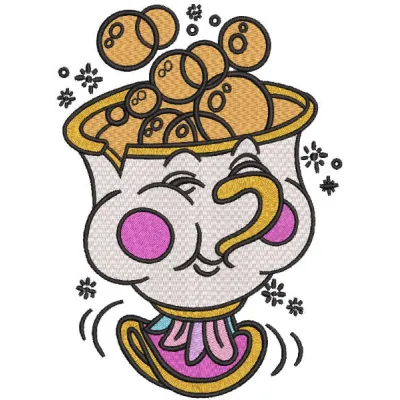 Preview of Chip mug embroidery design from Beauty and the Beast, showcasing a whimsical stitched motif.