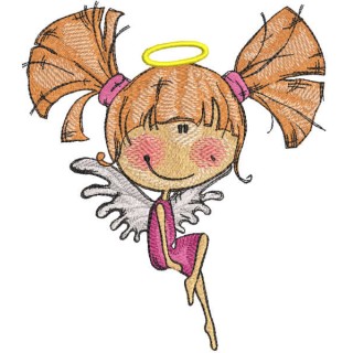 Angel sitting on the edge embroidery design - Embroidery Design