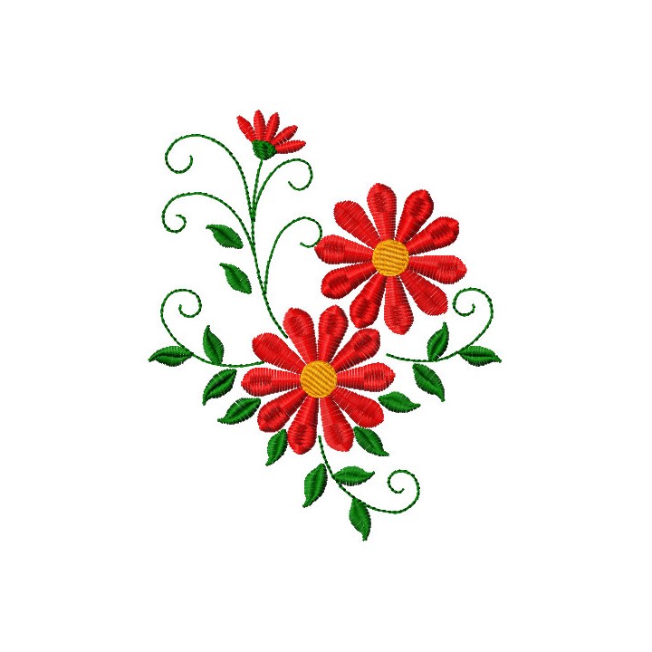 Simple red flowers embroidery design - Embroidery Design