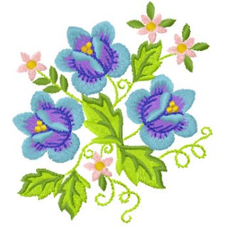Blue spring bouquet embroidery design - Embroidery Design