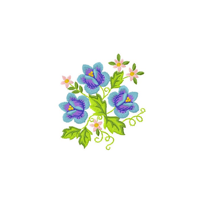 Blue spring bouquet embroidery design - Embroidery Design