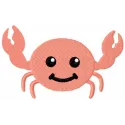 Bright pink crab embroidery design showcasing intricate stitching patterns for ocean-themed projects.