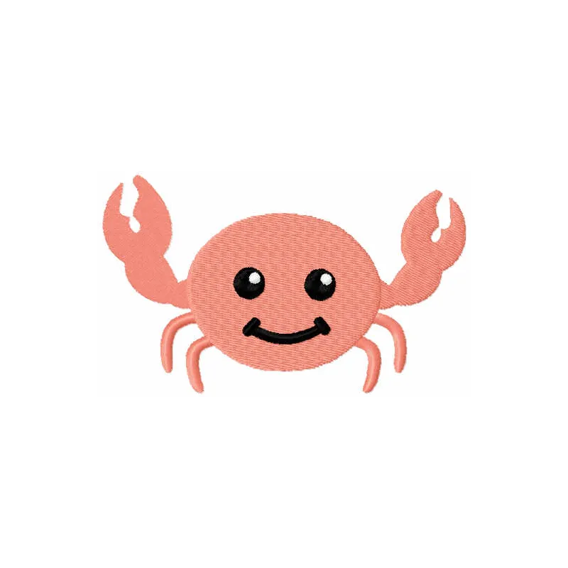 Bright pink crab embroidery design showcasing intricate stitching patterns for ocean-themed projects.
