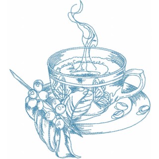 Cup of magical tea in the garden  embroidery design - Embroidery Design