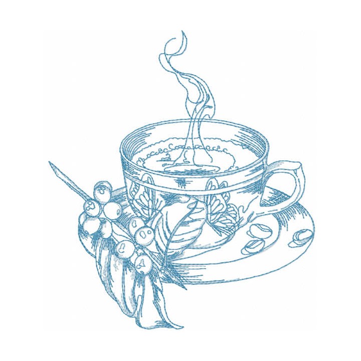 Cup of magical tea in the garden  embroidery design - Embroidery Design