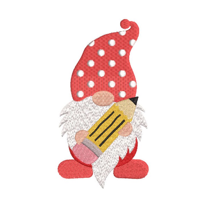 Dwarf with pencil embroidery design - Embroidery Design