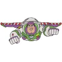 Flying Buzz Lightyear embroidery design featuring the beloved character from Toy Story, ready for stitching.