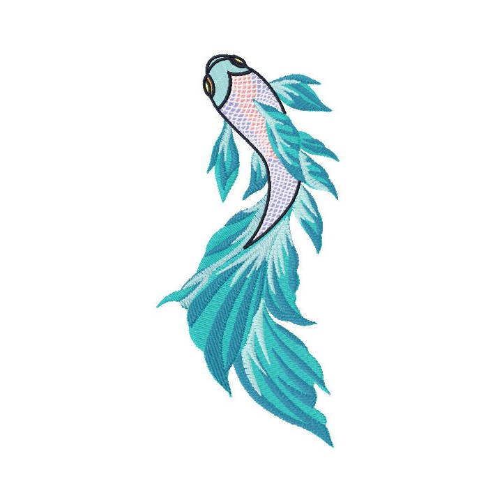 Blue dragon fish embroidery design - Embroidery Design
