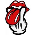 Embroidery design of the Rolling Stones finger logo, showcasing a creative pattern for music-themed projects.