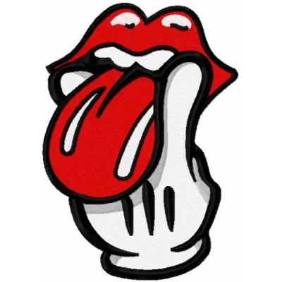 Embroidery design of the Rolling Stones finger logo, showcasing a creative pattern for music-themed projects.
