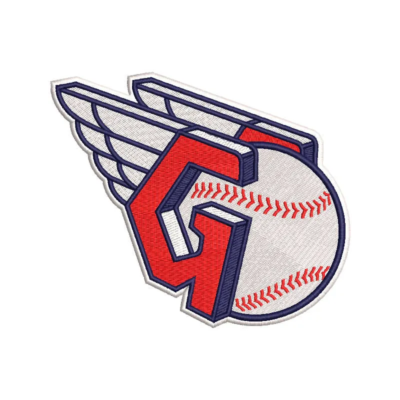Cleveland Guardians logo embroidery design preview showcasing intricate stitching patterns for fans.