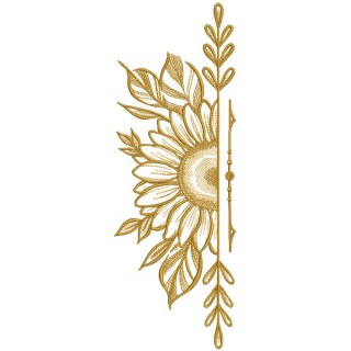 Half sunflower decor embroidery design - Embroidery Design