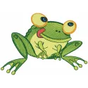 Preview of a hungry frog embroidery design featuring a whimsical frog motif, perfect for crafting projects.