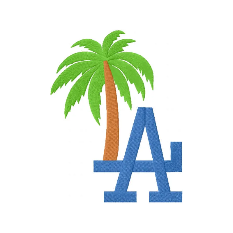Los Angeles Dodgers Tropical Logo color embroidery design showcasing vibrant stitching patterns for caps and t-shirts.