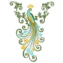 Little Peacock embroidery design showcasing a vibrant bird motif, ideal for embellishing t-shirts and tote bags.