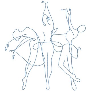 Ballerinas trio contour embroidery design - Embroidery Design