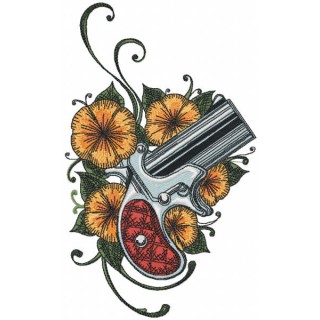 Vintage flower gun embroidery design - Embroidery Design