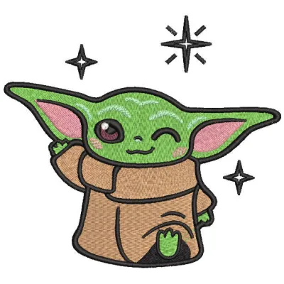 Yoda welcomes you embroidery design featuring a friendly Yoda character ideal for Star Wars themed projects.