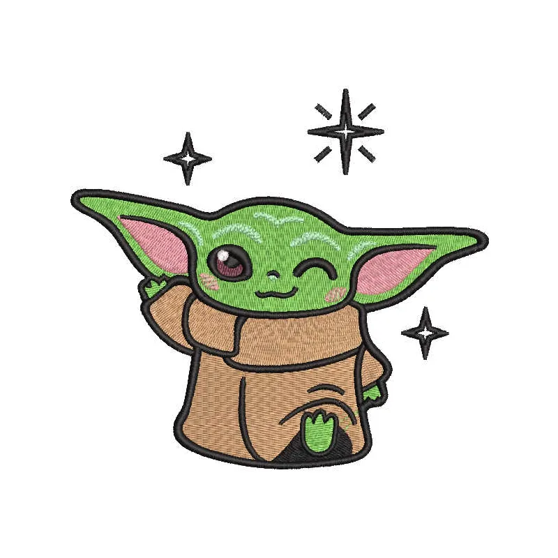 Yoda welcomes you embroidery design featuring a friendly Yoda character ideal for Star Wars themed projects.