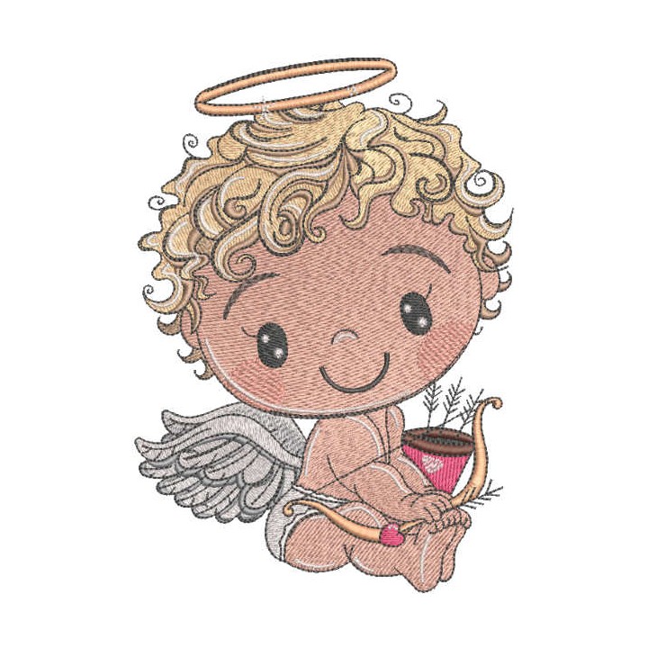 Cute cupid with bow and arrow embroidery design - Embroidery Design