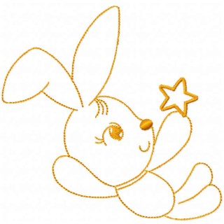 Little bunny with star embroidery design - Embroidery Design