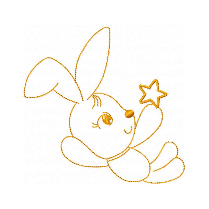 Little bunny with star embroidery design - Embroidery Design