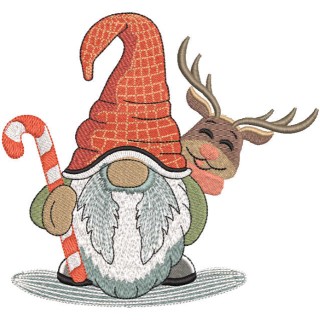 Dwarf with deer and staff embroidery design - Embroidery Design