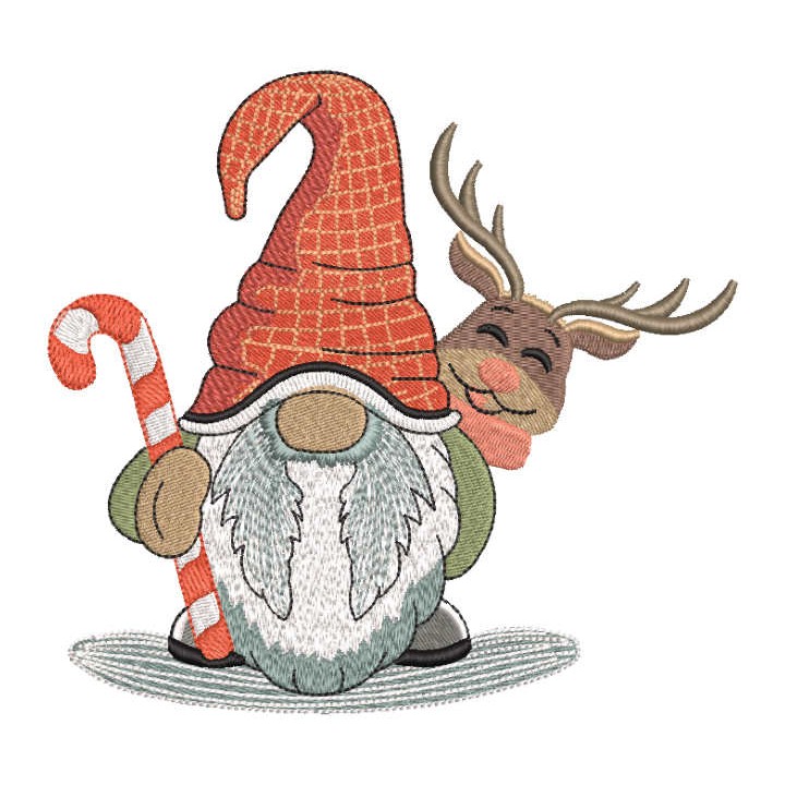 Dwarf with deer and staff embroidery design - Embroidery Design
