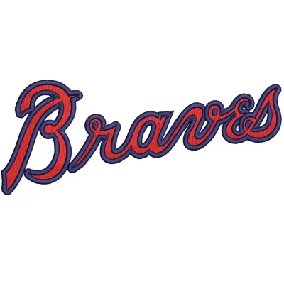 Embroidery design featuring the Atlanta Braves wordmark logo, ideal for stitching on caps and apparel.